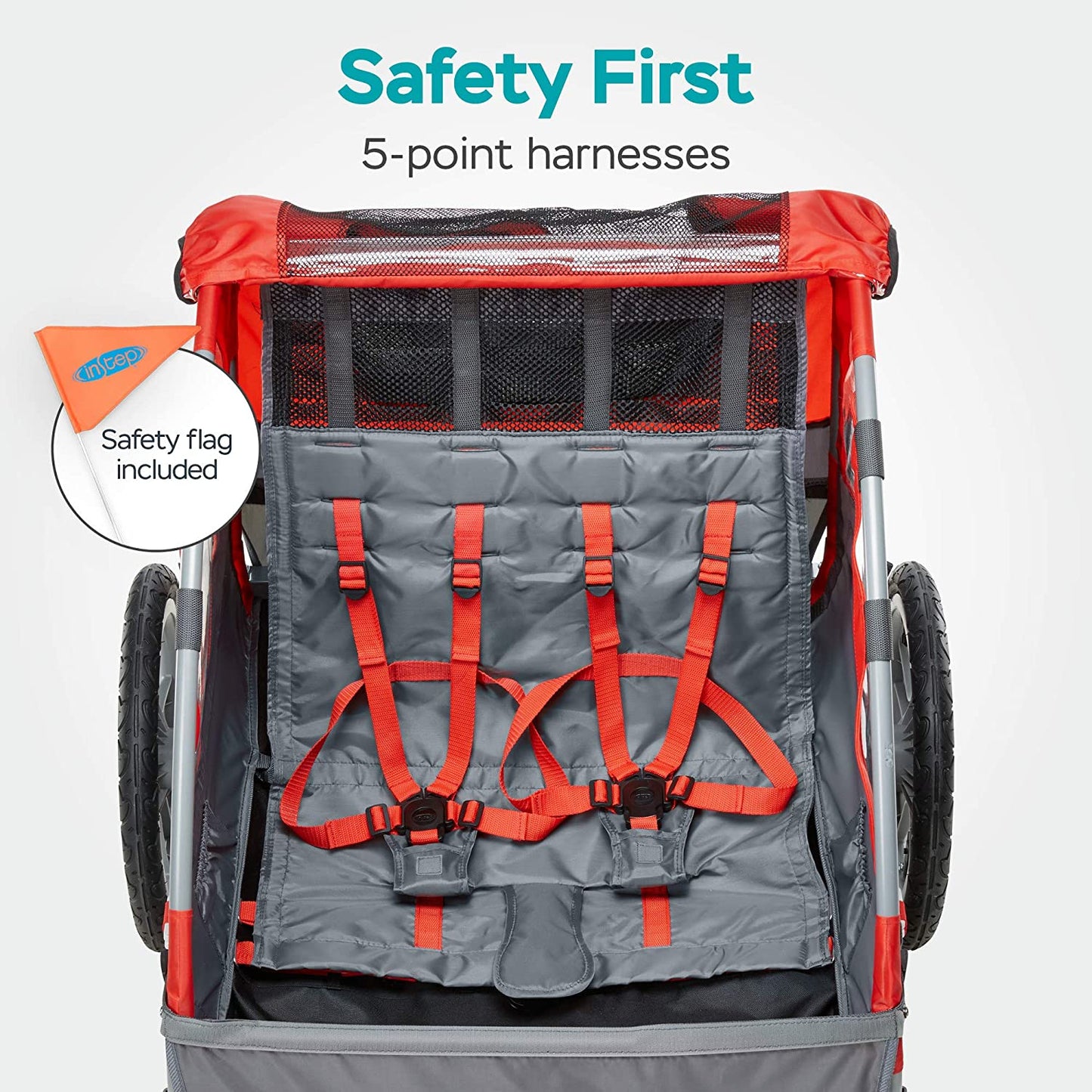 Take 2 or Sync Kids Bike Trailer, Single or Double Seat, Universal Coupler, Folding Frame, Quick-Release Wheels, Canopy with Bug Screen and Weather Shield, Bike Trailer for Kids